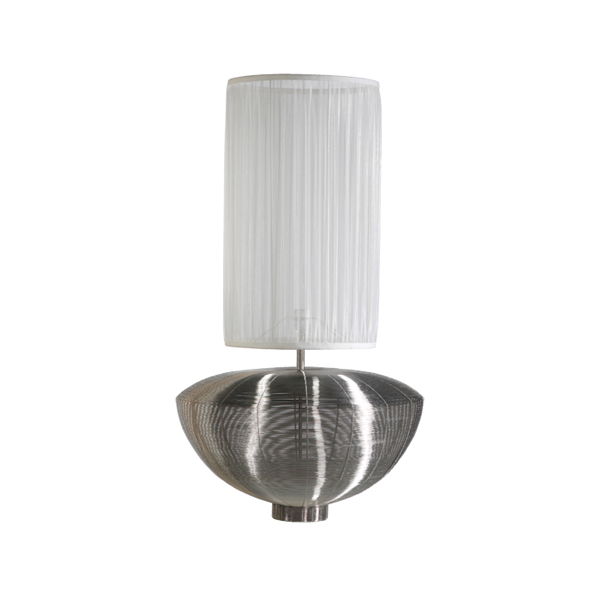 Lampada Bowl Big Mama Cromo Con Paralume Alto Bianco